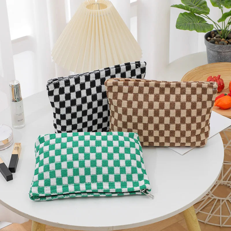 Checkered Makeup Bag | Cute Cosmetic & Travel Toiletry Bag